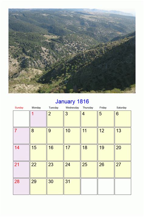 January 1816 Roman Catholic Saints Calendar