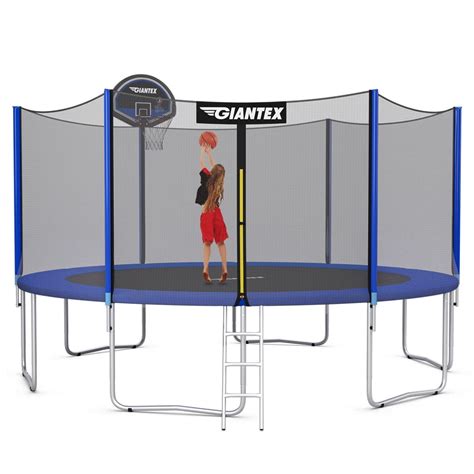 Giantex Trampoline 16ft Enclosed Trampoline Wbasketball Hoop Ladder