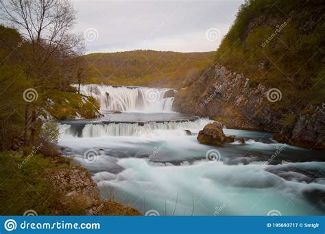Waterfall Strbacki Buk On Una River In Bosnia Stock Image Image Of