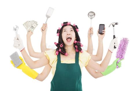 Busy Woman With Multitasking Concept Stock Image Image 35771471