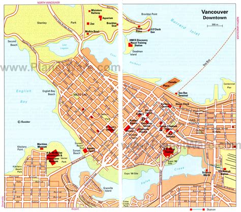 Map Of Vancouver Attractions Planetware Tourist Attraction Tourist Vancouver Map