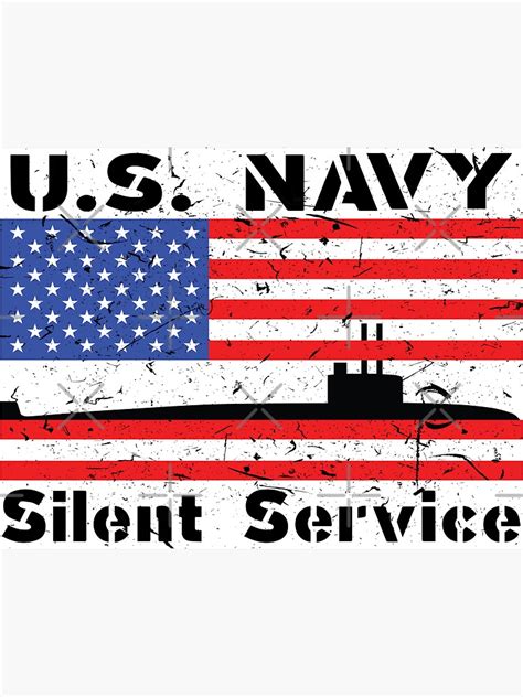Us Navy Silent Service Submarine Flag Clear White Bkgrd Sticker By