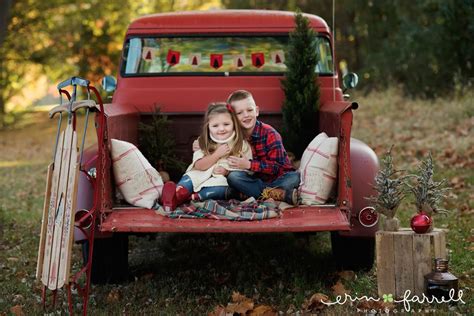 Christmas Mini Sessions With Antique Red Truck Vintage Truck