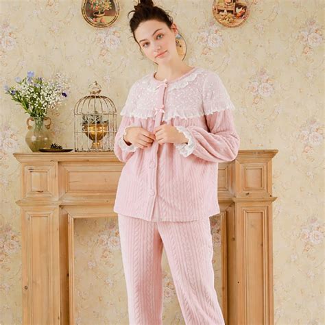 buy winter pajamas women pajamas autumn flannel thick sleepwear 2019 advanced