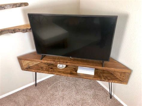 Also, a good thing about this diy is that the hairpin legs. Corner Tv Media Console Table Mid Century style hairpin ...