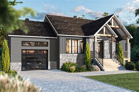 House plans envisioned by designers and architects — chosen by you. 2-Bed Modern Rugged House Plan with Attached Garage ...