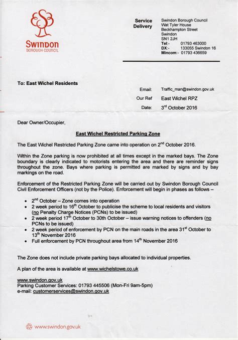 Parking Restriction Introduction Detailed In Letter To Residents East