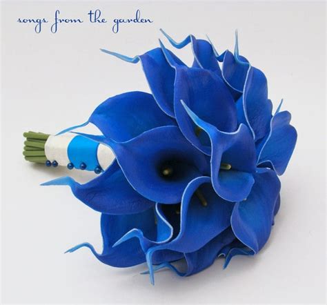 Items Similar To Blue Real Touch Calla Lily Bridal Bouquet Groom S