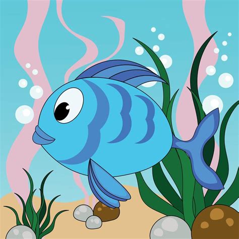 Dibujos Animados De Peces Nadando Bajo Un Vector De Agua Ilustraci N