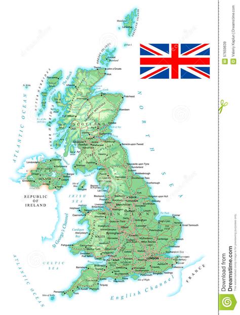 Reino Unido Mapa Topográfico Detallado Ejemplo Ilustración del