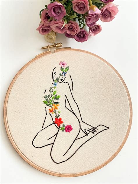 Feminist Embroidery Kit Nude Girl Embroidery Modern Etsy