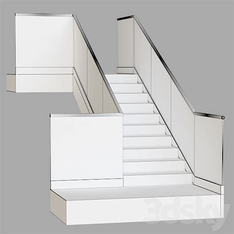 Make sure the railing around your platform is at least 36 high, with balusters no more than 4 apart. 3d models: Staircase - Glass railing on profile 6