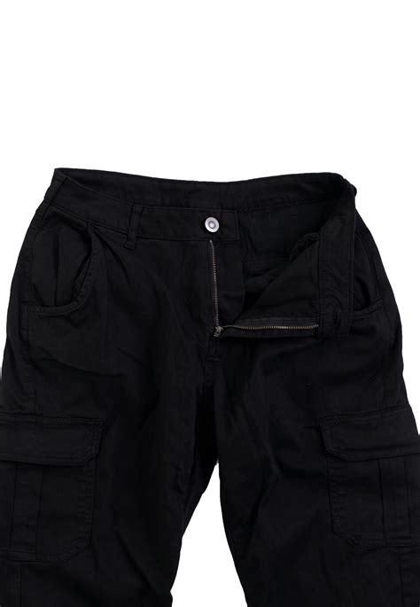 Urban Classics Ladies High Waist Cargo Black Pants Impericon Uk