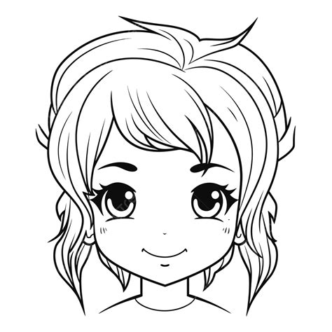 Girls Face Coloring Page Outline Sketch Drawing Vector Wing Drawing