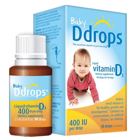 Baby Ddrops Vitamin D3 400 Iu 90 Drops Cho Trẻ Sơ Sinh 0 1 Tuổi