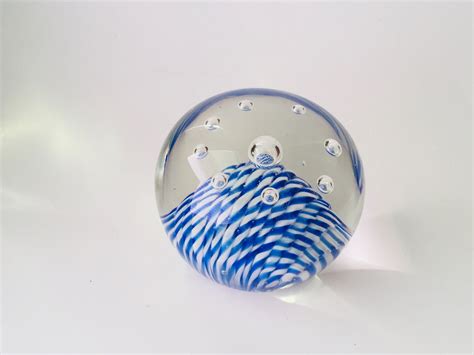 Blue Glass Paperweight Vintage Etsy
