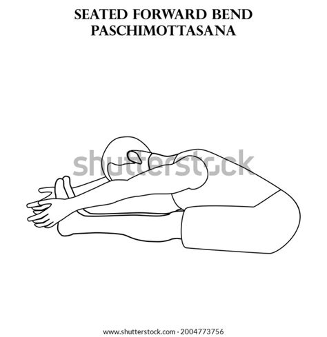 Seated Forward Bend Yoga Workout Paschimottasana Stock Vector Royalty