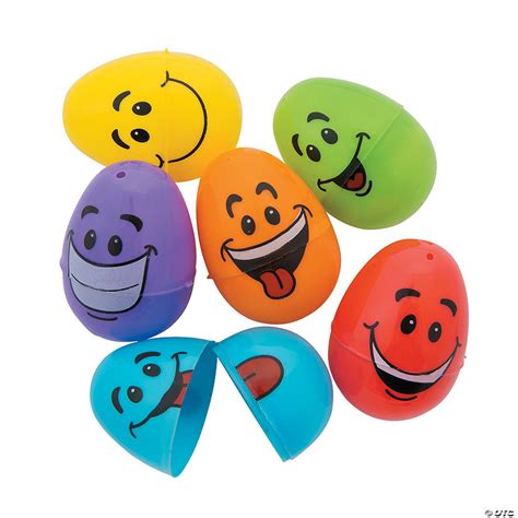 Goofy Smile Face Plastic Easter Eggs 72 Pc Oriental Trading