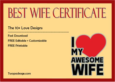 Top 10 Worlds Best Wife Certificate Templates Free Download