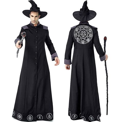 Halloween Role Play Sorcerer Medieval Warlock Costume Adult Boys Kids
