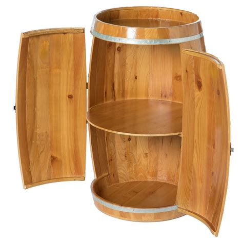 Vintiquewise Wooden Wine Barrel Shaped Wine Holder Bar Storage
