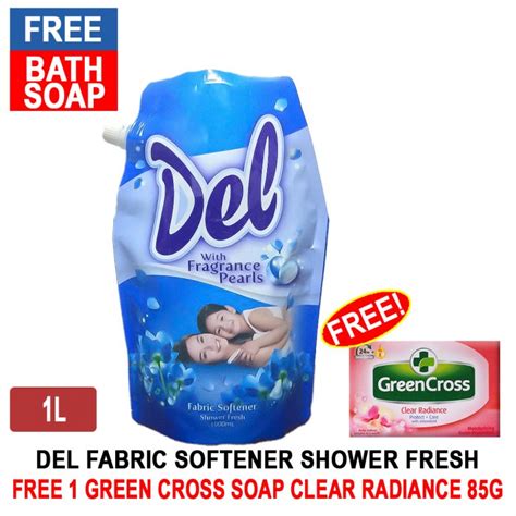 Buy Del Fabric Softener Shower Fresh 1l Get Free 1 Green Cross Soap