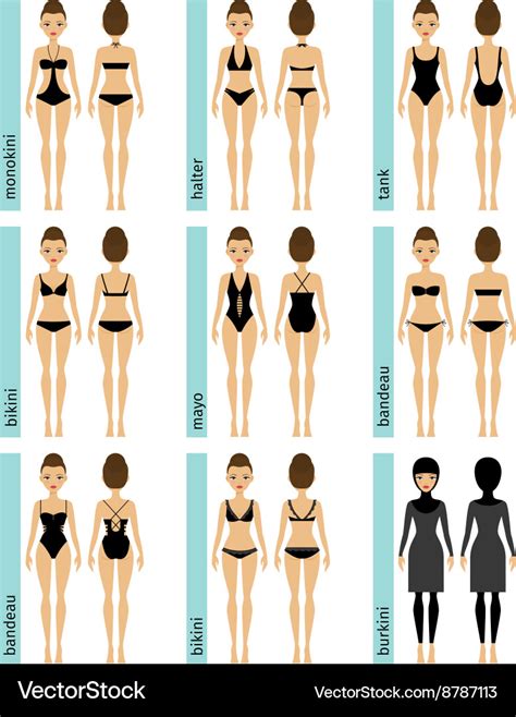 Womens Swimsuit Types Royalty Free Vector Image