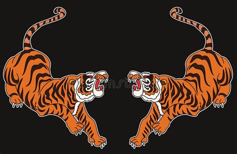 Japanese Tiger Tattoo Design Vector Stock Vector - Illustration of