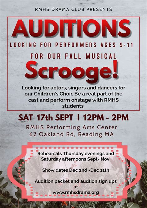Scrooge Childrens Choir Auditions The Rmhs Drama Club