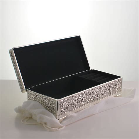 Silver Antique Personalised Jewellery Box With Free T Box