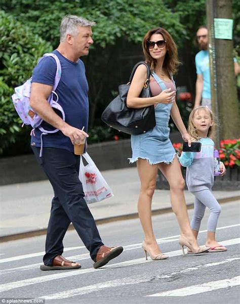 Hilaria Baldwin Displays Gorgeous Gams In Overalls As She And Alec Take Daughter For A Walk In