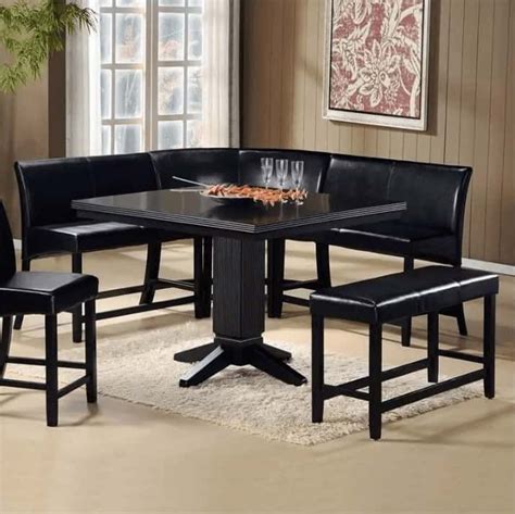 This dining table set includes 1 spacious rectangular dining table, 4 upholstered dining chairs and 1. Wow! 33 Space-Saving Corner Breakfast Nook Furniture Sets ...