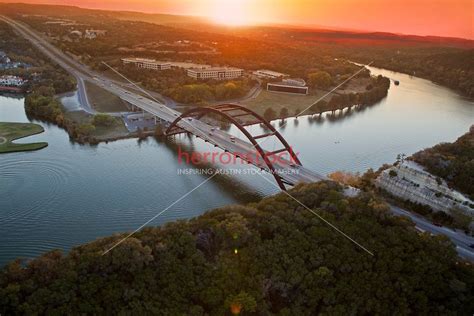 Aerial View Of The Famous Pennybacker 360 Bridge In Austin Texas Live