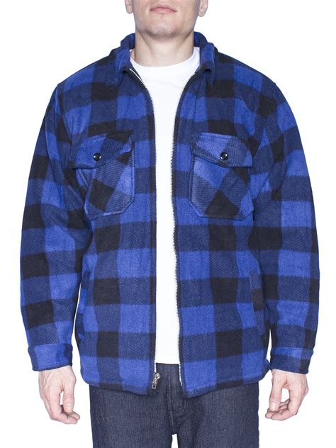 Maxxsel Flannel Hooded Jackets For Mens Zip Up Plaid Heavy Quilted Shirts