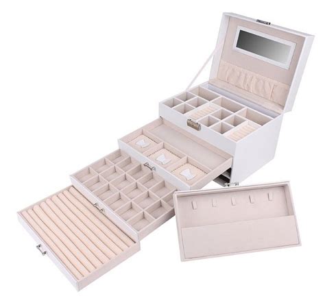 Large Luxury White Jewellery Leatherette Box Multipurpose Etsy