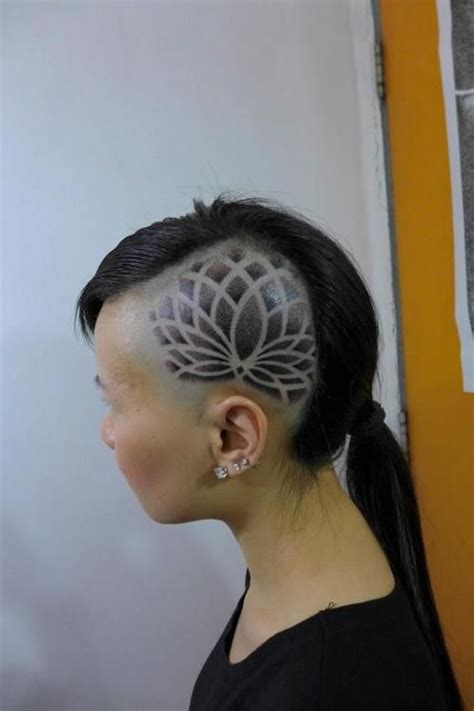 Individual variables that must be considered before performing a shave include cutting into the natural hairlines of beards & mustaches too deeply: Funky ☆ Lotus tattoo | Shaved hair designs, Hair designs ...