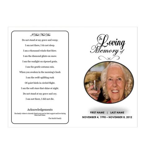 Funeral Memory Cards Templates Printable Printabler Within In Memory