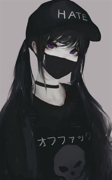 Black Hair Face Mask Anime Boy With Hoodie And Mask Santinime