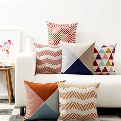 Hot Sale Decorative Throw Pillow Case Square Shape Colorful Geometric