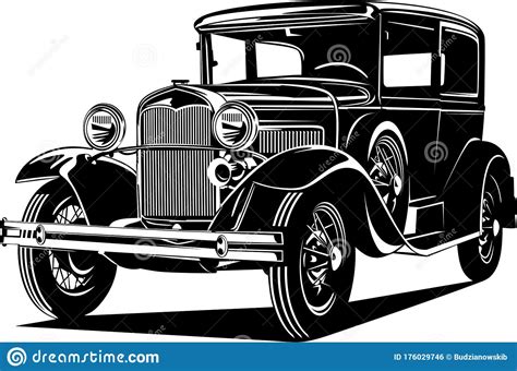 Classic Vintage Retro American Legendary Car Ford Model a Stock Vector