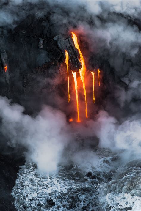 Lava Flows Into The Ocean Producing Steamy Mist Smithsonian Photo