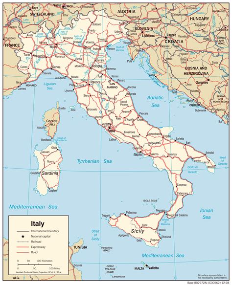 Large Detailed Political Map Of Italy With Roads And Major Cities