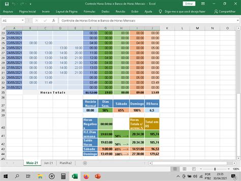 Planilha De Horas Extras Com Banco De Horas Em Excel Banco De My XXX