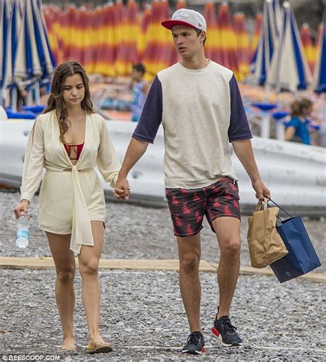 Ansel Elgort S Pretty Girlfriend Violetta Komyshan Sports A Red Bandeau Bikini Daily Mail Online