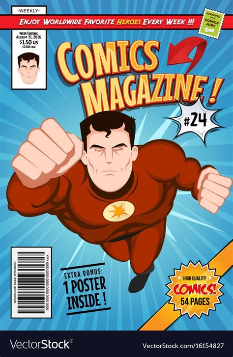 Comic Book Cover Template Royalty Free Vector Image Retro Comic Book