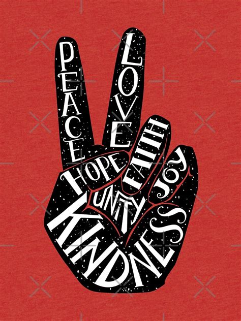Peace Sign With Words Peace Love Faith Joy Hope Kindness Unity