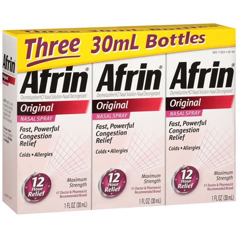 Afrin Original Nasal Decongestant Nasal Spray 3 30ml Bottles Walmart