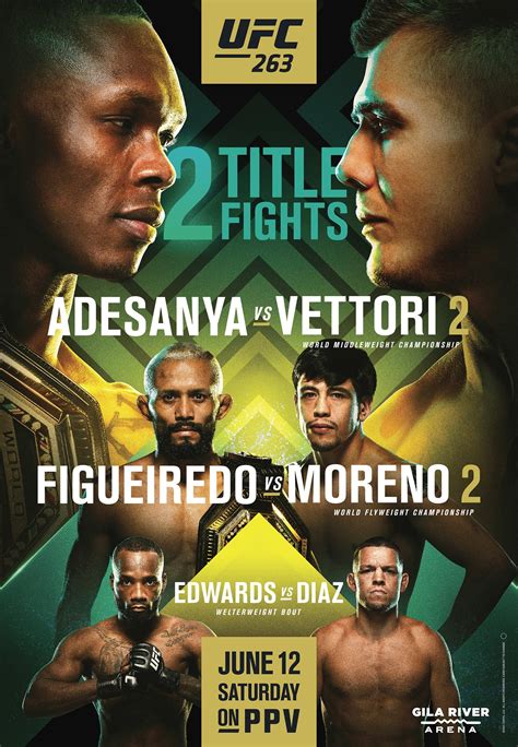 Main card (espn+ ppv at 10 p.m. UFC 263 Official Poster: Adesanya vs Vettori 2 - MMA Root