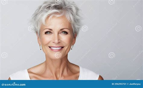 Ageless Beauty Smiling Mature Woman S Radiant Portrait Isolated On