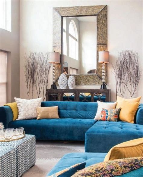20 Mustard And Blue Living Room Decoration For Your Home Blue Living